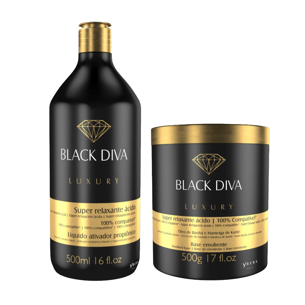 Kit Alisado Black Diva Ybera Paris – Activo y mascarilla para cabello afro y muy rizado