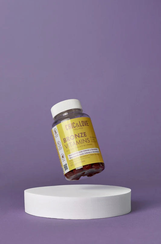 Chic & Love Bronze Vitamins - Gummies para bronceado natural con beta caroteno y licopeno