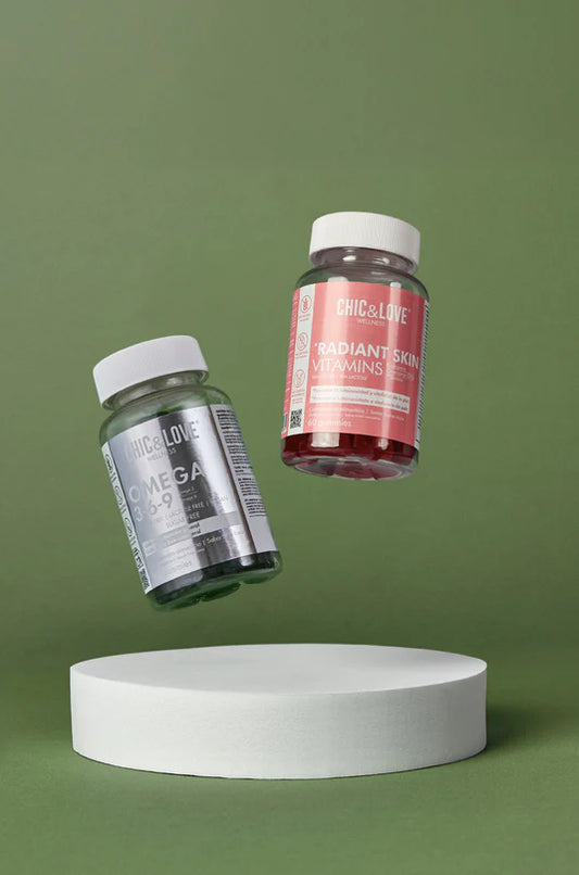 Pack Piel Joven Chic & Love - botes de Radiant Skin Gummies y Omega 3-6-9